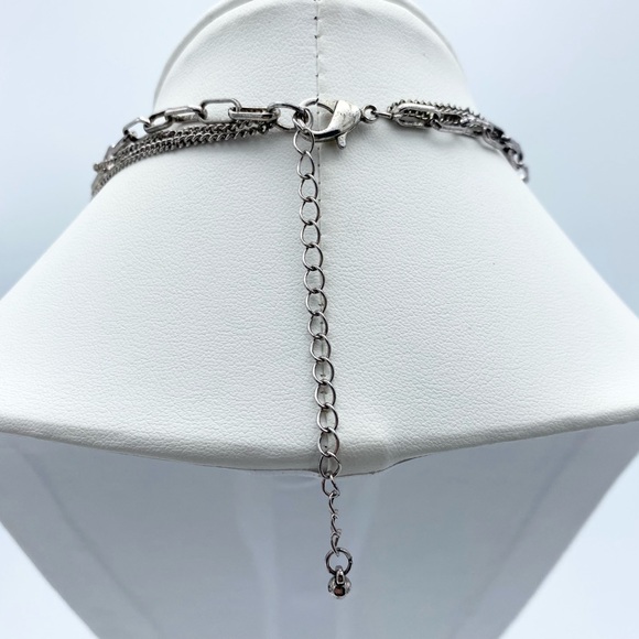 Southwestern Boho Silver Tone Multi Strand Dangling Beaded Statement Necklace - Picture 3 of 14